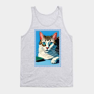 Funny Lazy Bored Cat Tank Top